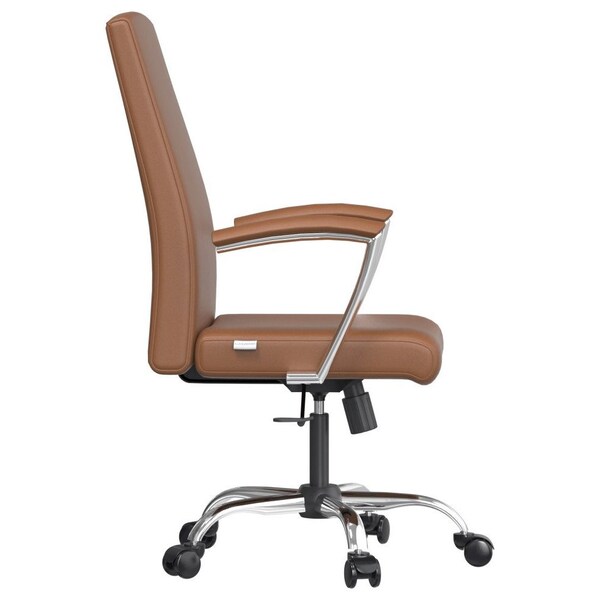 Leisuremod Evander Office Chair in Upholstered Leather and Iron Frame with Swivel and Tilt, Dark Brown - EO20DBRL