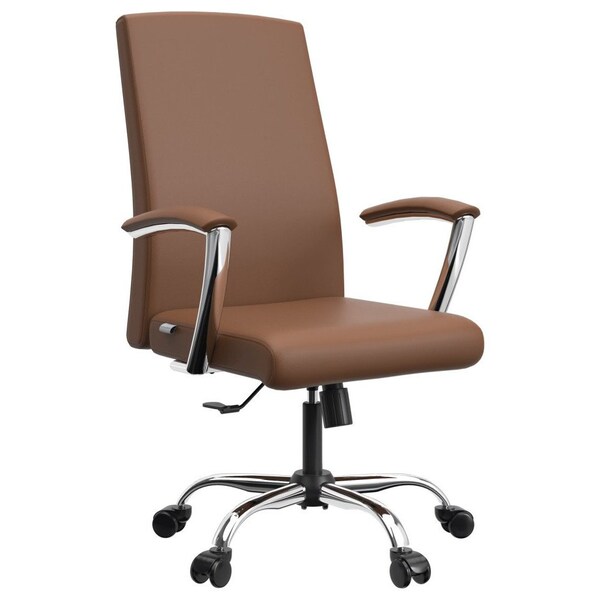 Leisuremod Evander Office Chair in Upholstered Leather and Iron Frame with Swivel and Tilt, Dark Brown - EO20DBRL