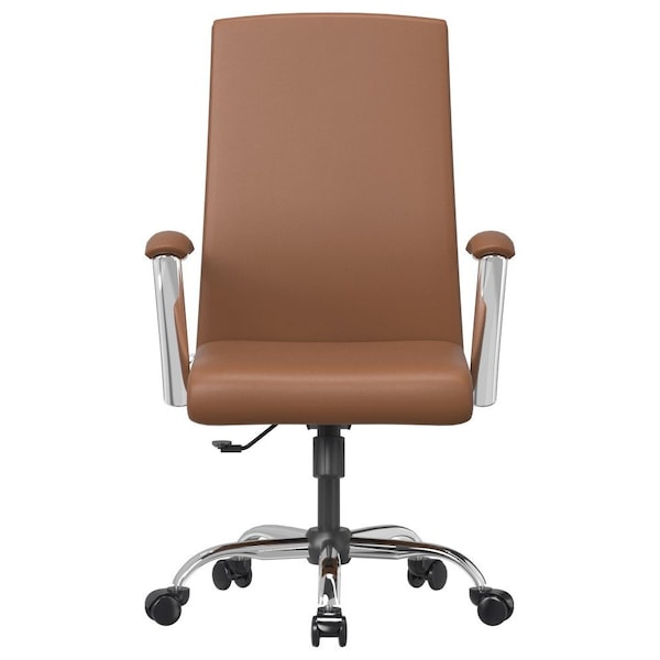 Leisuremod Evander Office Chair in Upholstered Leather and Iron Frame with Swivel and Tilt, Dark Brown - EO20DBRL