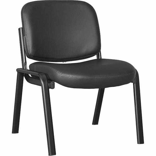 Lorell Deluxe Leather 4-Leg Guest Chair, Black - LLR84595