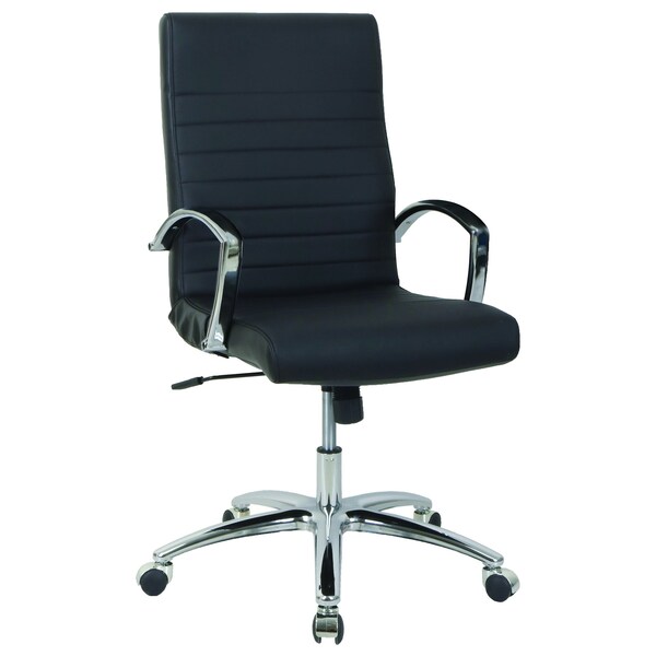 We'Re It Bunjee Series Modern Ribbed Mid Back, Black Upholstered Task Chair for Home or Office, Chrome Frame - OFD9200-MBLK