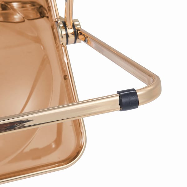 Leisuremod Lawrence Acrylic Folding Chair with Gold Metal Frame, Tangerine, 4PK - LFG19OR4