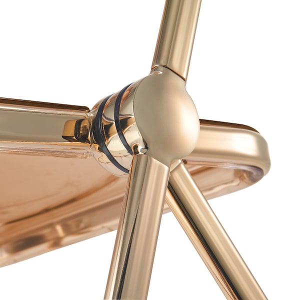 Leisuremod Lawrence Acrylic Folding Chair with Gold Metal Frame, Tangerine, 4PK - LFG19OR4