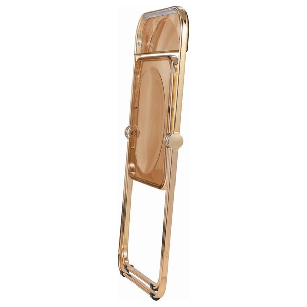 Leisuremod Lawrence Acrylic Folding Chair with Gold Metal Frame, Tangerine, 4PK - LFG19OR4