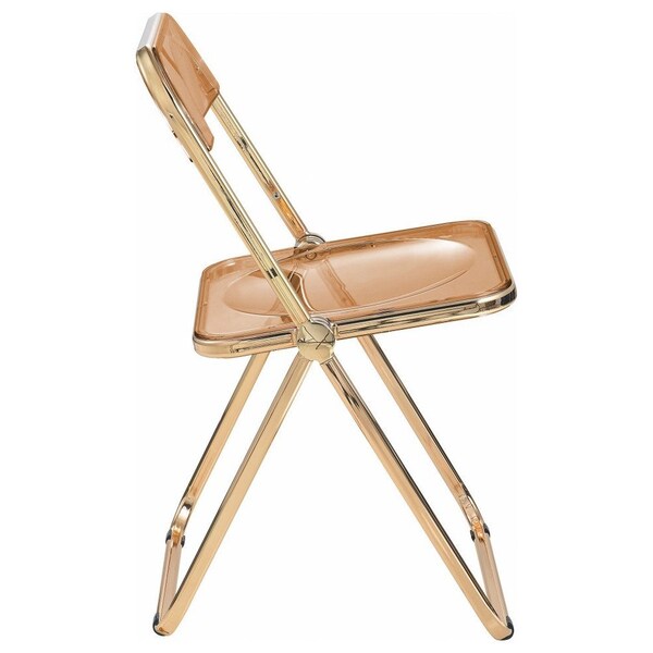 Leisuremod Lawrence Acrylic Folding Chair with Gold Metal Frame, Tangerine, 4PK - LFG19OR4