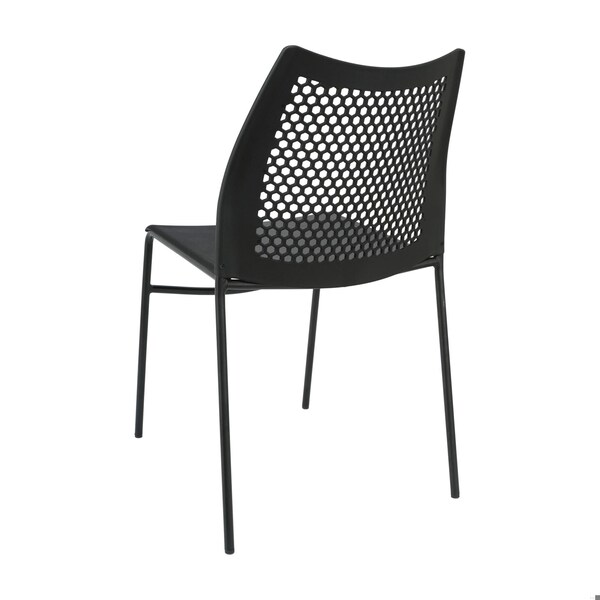 Flash Furniture HERCULES Blk Stack Chair with Air-Vent Back, Non-Sled Base and Blk Powder Coated Metal Frame, 5PK - 5-RUT-NC498-BK-GG