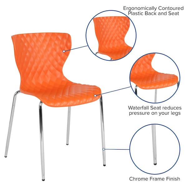 Flash Furniture Contemporary Chair, 18", Orange - LF-7-07C-ORNG-GG