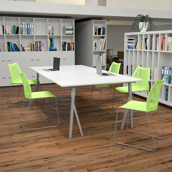 Flash Furniture Green Plastic Stack Chair, PK5 - 5-RUT-498A-GN-GG