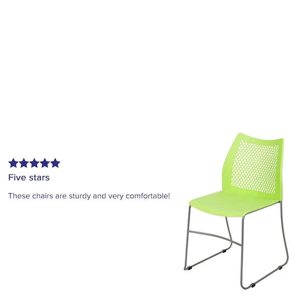 Flash Furniture Green Plastic Stack Chair, PK5 - 5-RUT-498A-GN-GG