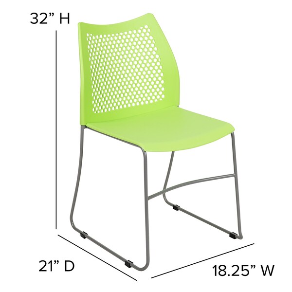 Flash Furniture Green Plastic Stack Chair, PK5 - 5-RUT-498A-GN-GG