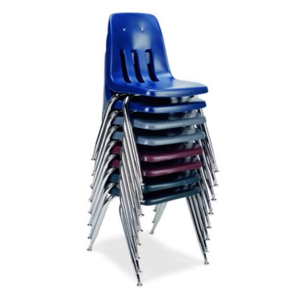 Virco 9000 Series 14" Classroom Chair, Kindergarten - 2nd Grade with Nylon Glides - Navy Seat - 9014