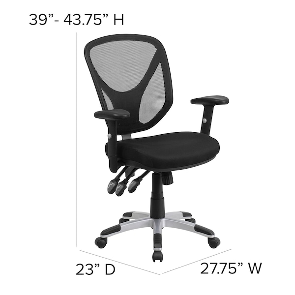 Flash Furniture Mesh Contemporary Chair, 17" to 20-3/4", Adjustable Arms, Black - GO-WY-89-GG