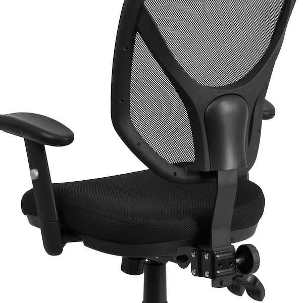 Flash Furniture Mesh Contemporary Chair, 17" to 20-3/4", Adjustable Arms, Black - GO-WY-89-GG