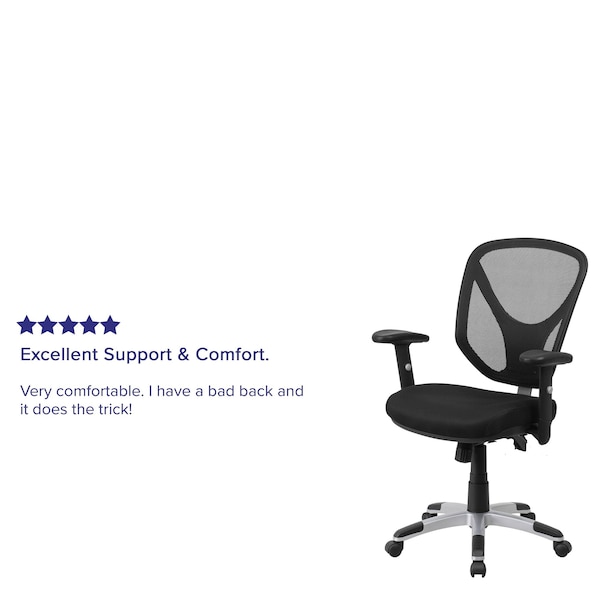 Flash Furniture Mesh Contemporary Chair, 17" to 20-3/4", Adjustable Arms, Black - GO-WY-89-GG