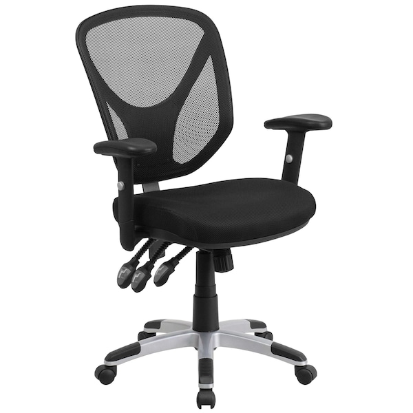 Flash Furniture Mesh Contemporary Chair, 17" to 20-3/4", Adjustable Arms, Black - GO-WY-89-GG