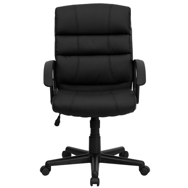 Flash Furniture Leather Task Chair, 17-1/2" to 21-1/2", Black - GO-1004-BK-LEA-GG