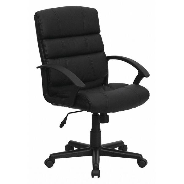 Flash Furniture Leather Task Chair, 17-1/2" to 21-1/2", Black - GO-1004-BK-LEA-GG