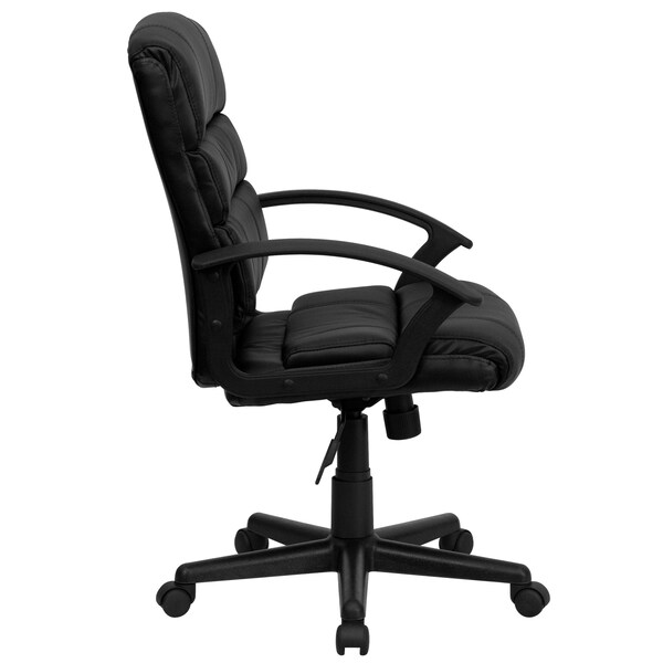 Flash Furniture Leather Task Chair, 17-1/2" to 21-1/2", Black - GO-1004-BK-LEA-GG