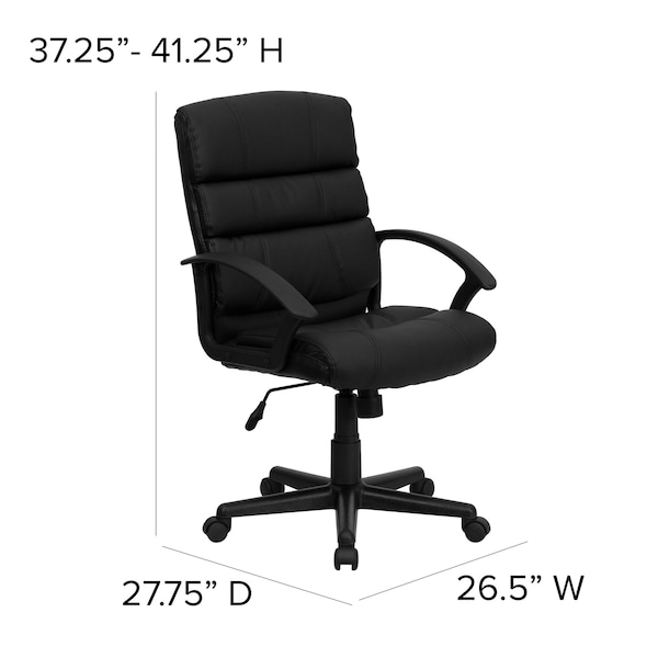 Flash Furniture Leather Task Chair, 17-1/2" to 21-1/2", Black - GO-1004-BK-LEA-GG