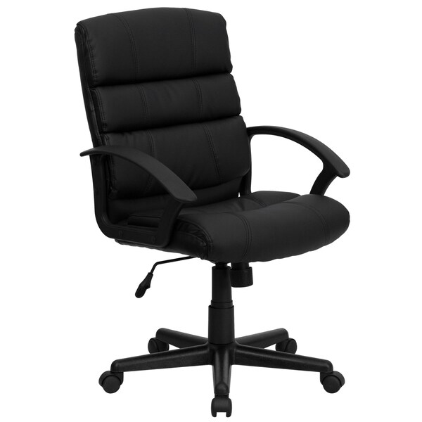 Flash Furniture Leather Task Chair, 17-1/2" to 21-1/2", Black - GO-1004-BK-LEA-GG