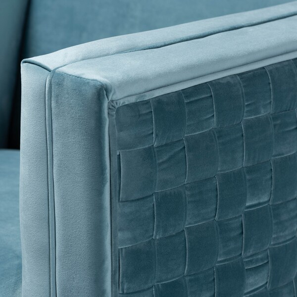 Baxton Studio Seraphin Light Blue Velvet Upholstered Gold Finished Armchair - 157-9795