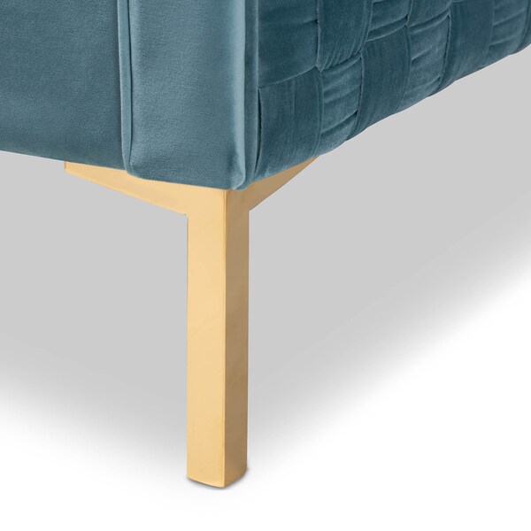 Baxton Studio Seraphin Light Blue Velvet Upholstered Gold Finished Armchair - 157-9795