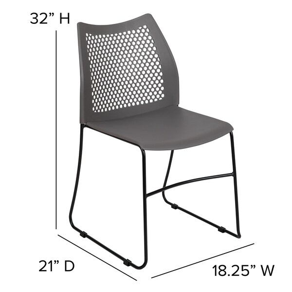 Flash Furniture Gray Plastic Stack Chair, PK5 - 5-RUT-498A-GY-GG