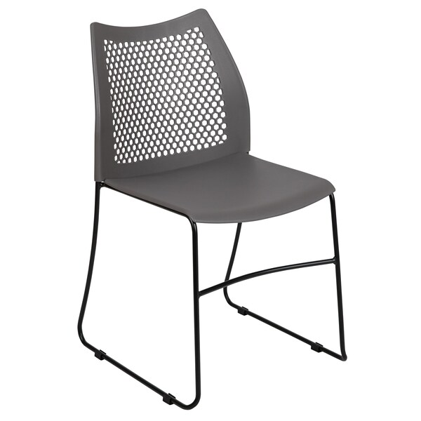 Flash Furniture Gray Plastic Stack Chair, PK5 - 5-RUT-498A-GY-GG