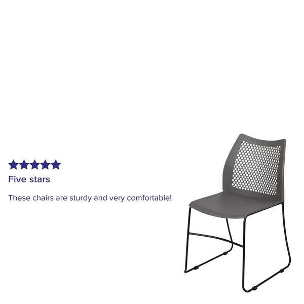 Flash Furniture Gray Plastic Stack Chair, PK5 - 5-RUT-498A-GY-GG