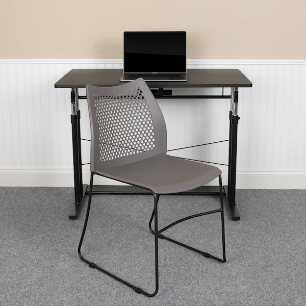 Flash Furniture Gray Plastic Stack Chair, PK5 - 5-RUT-498A-GY-GG