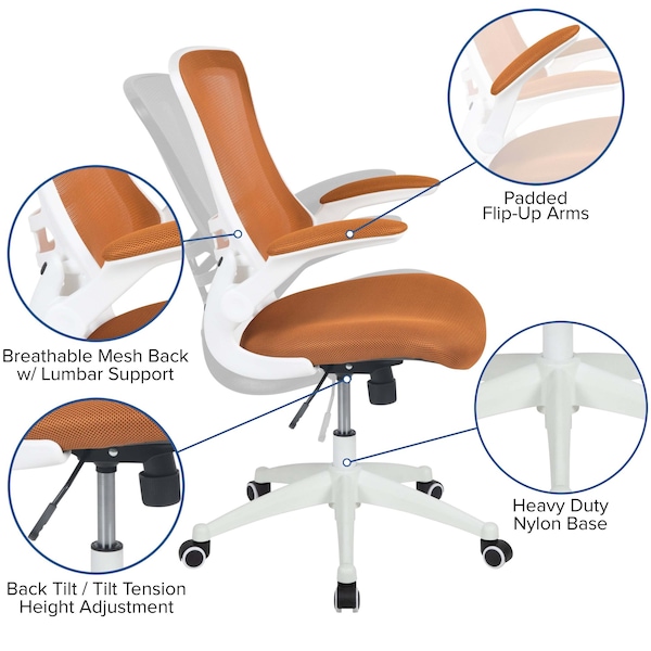 Flash Furniture Desk Chair, Mesh, Tan Mesh/White Frame - BL-X-5M-WH-TAN-GG
