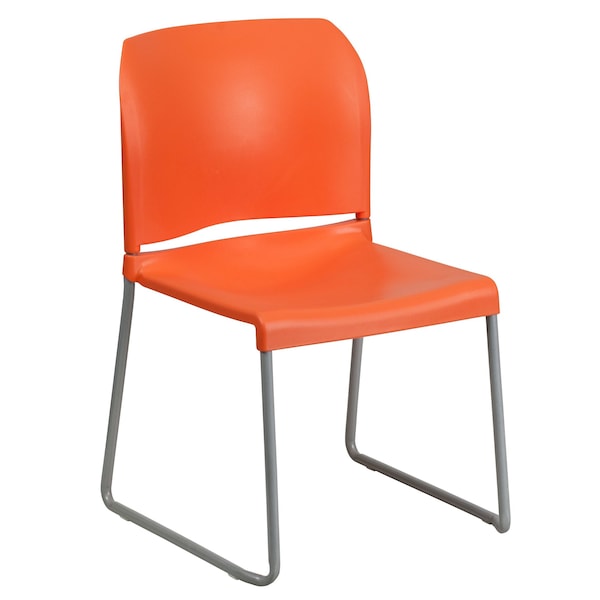 Flash Furniture Sled Stack Chair, Plastic, Full Back, OR - RUT-238A-OR-GG