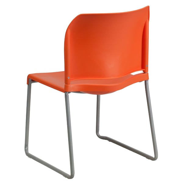 Flash Furniture Sled Stack Chair, Plastic, Full Back, OR - RUT-238A-OR-GG