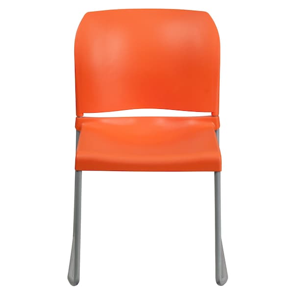 Flash Furniture Sled Stack Chair, Plastic, Full Back, OR - RUT-238A-OR-GG