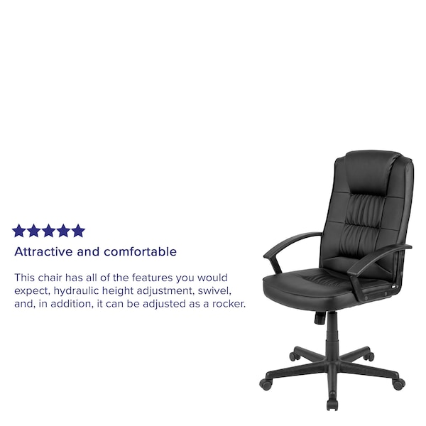 Flash Furniture Leather Task Chair, Black - CH-197051X000-BK-GG