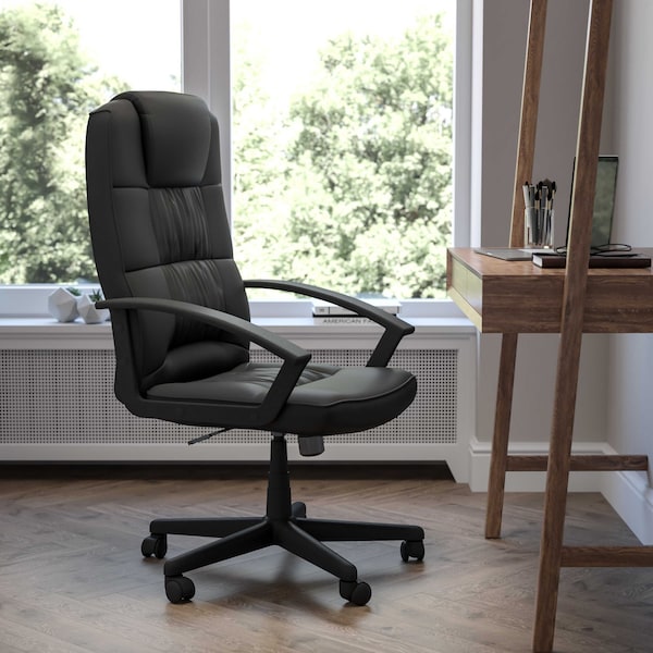 Flash Furniture Leather Task Chair, Black - CH-197051X000-BK-GG