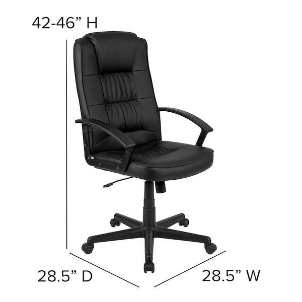 Flash Furniture Leather Task Chair, Black - CH-197051X000-BK-GG