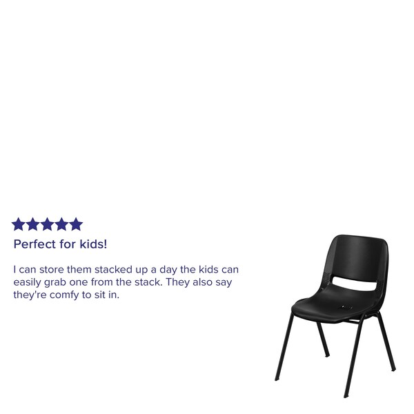 Flash Furniture Stack Chair, Frame, Black, 12" - RUT-12-PDR-BLACK-GG