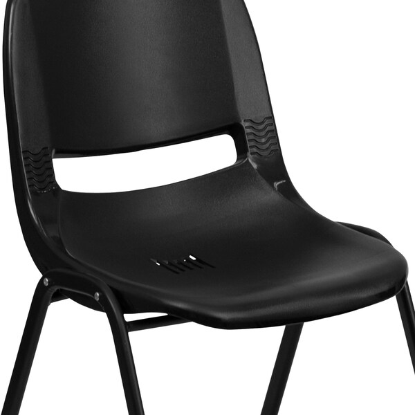Flash Furniture Stack Chair, Frame, Black, 12" - RUT-12-PDR-BLACK-GG