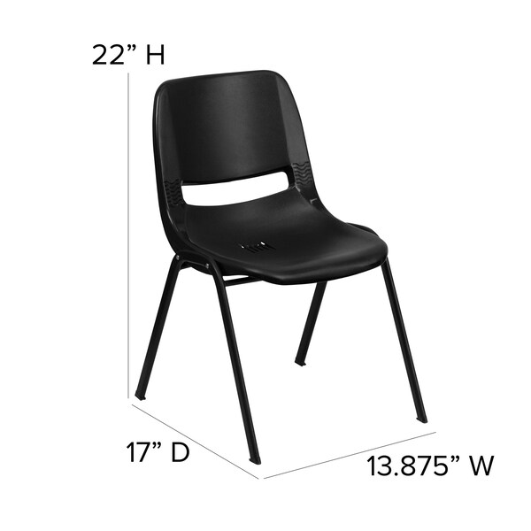 Flash Furniture Stack Chair, Frame, Black, 12" - RUT-12-PDR-BLACK-GG