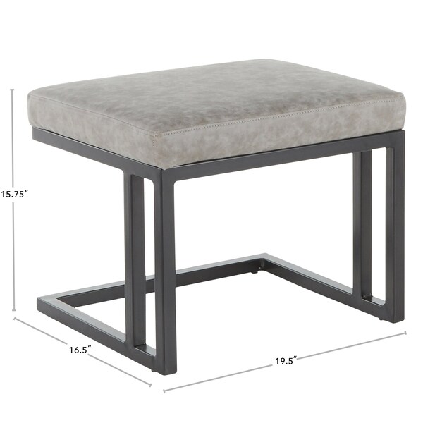 Lumisource Roman Lounge Chair and Ottoman in Black Metal and Blue Faux Leather - C2-ROMAN BKBU