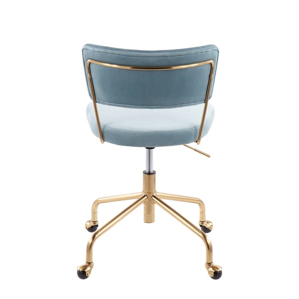 Lumisource Tania Task Chair in Gold Metal and Light Blue Velvet - OC-TANIA AUVLBU
