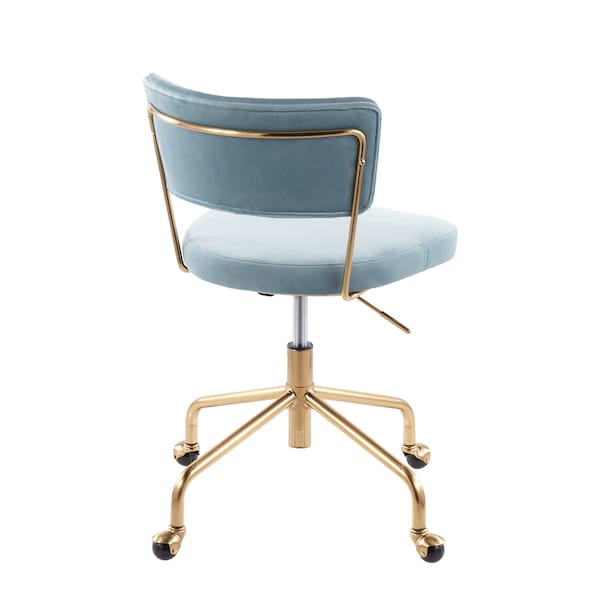 Lumisource Tania Task Chair in Gold Metal and Light Blue Velvet - OC-TANIA AUVLBU