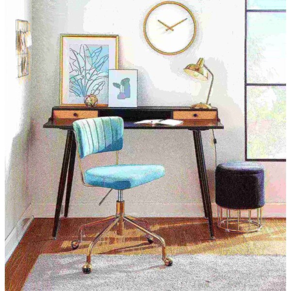 Lumisource Tania Task Chair in Gold Metal and Light Blue Velvet - OC-TANIA AUVLBU