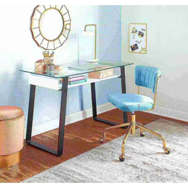Lumisource Tania Task Chair in Gold Metal and Light Blue Velvet - OC-TANIA AUVLBU