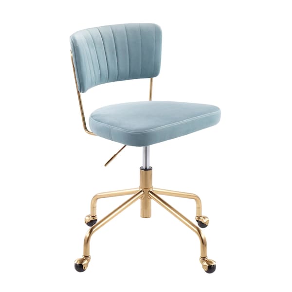 Lumisource Tania Task Chair in Gold Metal and Light Blue Velvet - OC-TANIA AUVLBU