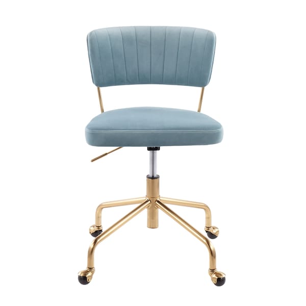 Lumisource Tania Task Chair in Gold Metal and Light Blue Velvet - OC-TANIA AUVLBU
