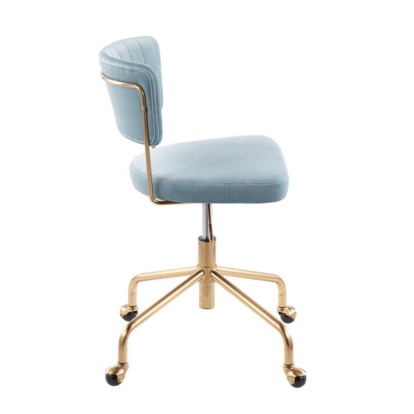 Lumisource Tania Task Chair in Gold Metal and Light Blue Velvet - OC-TANIA AUVLBU