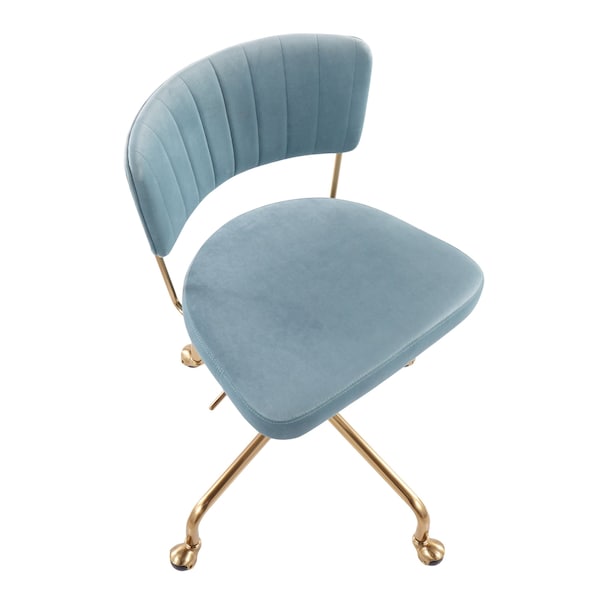 Lumisource Tania Task Chair in Gold Metal and Light Blue Velvet - OC-TANIA AUVLBU