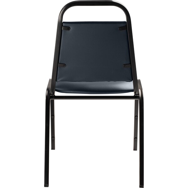 National Public Seating Vinyl Upholstered Stack Chair, Midnight Blue Seat/Black Sandtex Frame - 9104-B